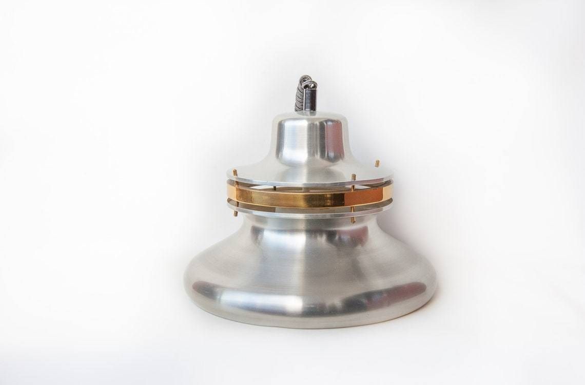 Vintage Suspension, Chromed Aluminum Suspension, Aluminum Lamp, System Goes Up And Down, Space Age Lamp, Pendant Light photo furniture