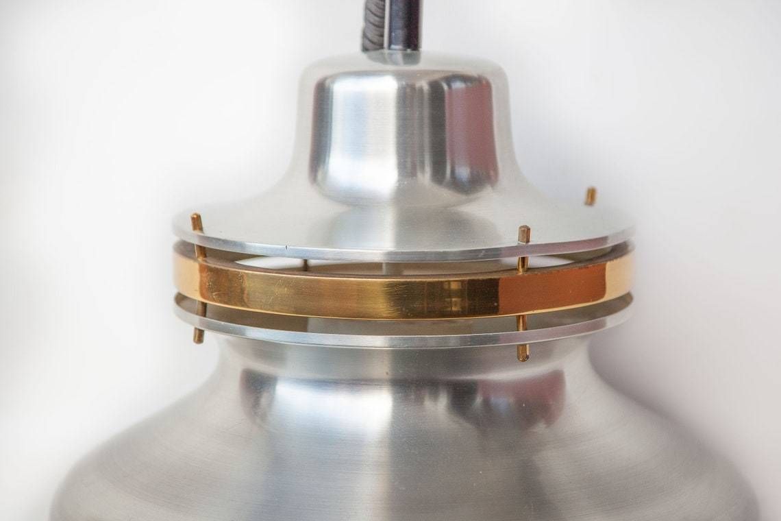 Vintage Suspension, Chromed Aluminum Suspension, Aluminum Lamp, System Goes Up And Down, Space Age Lamp, Pendant Light photo 230.0