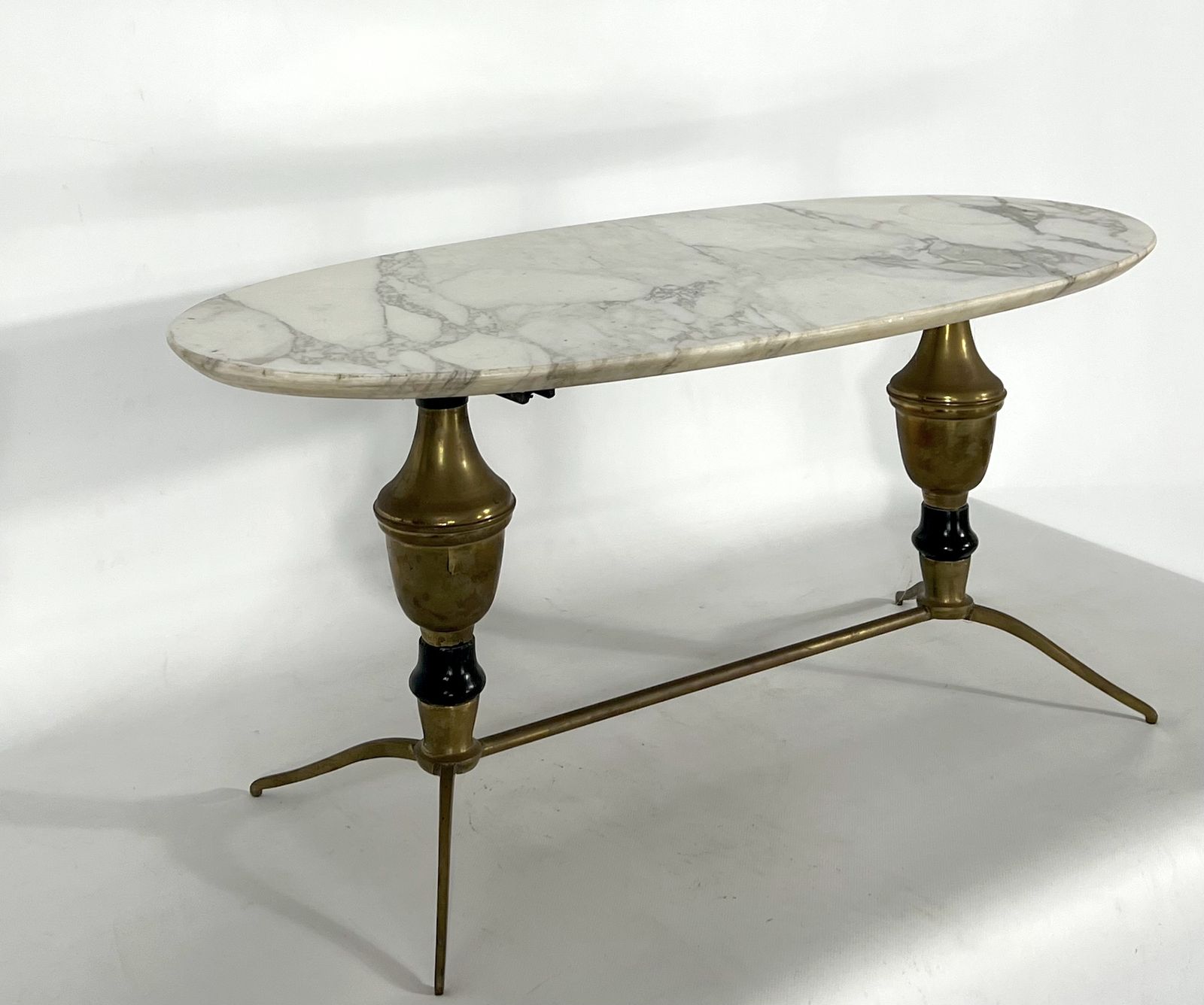 Vintage Brass And Marble Coffee Table. Italy 1950s photo vintage
