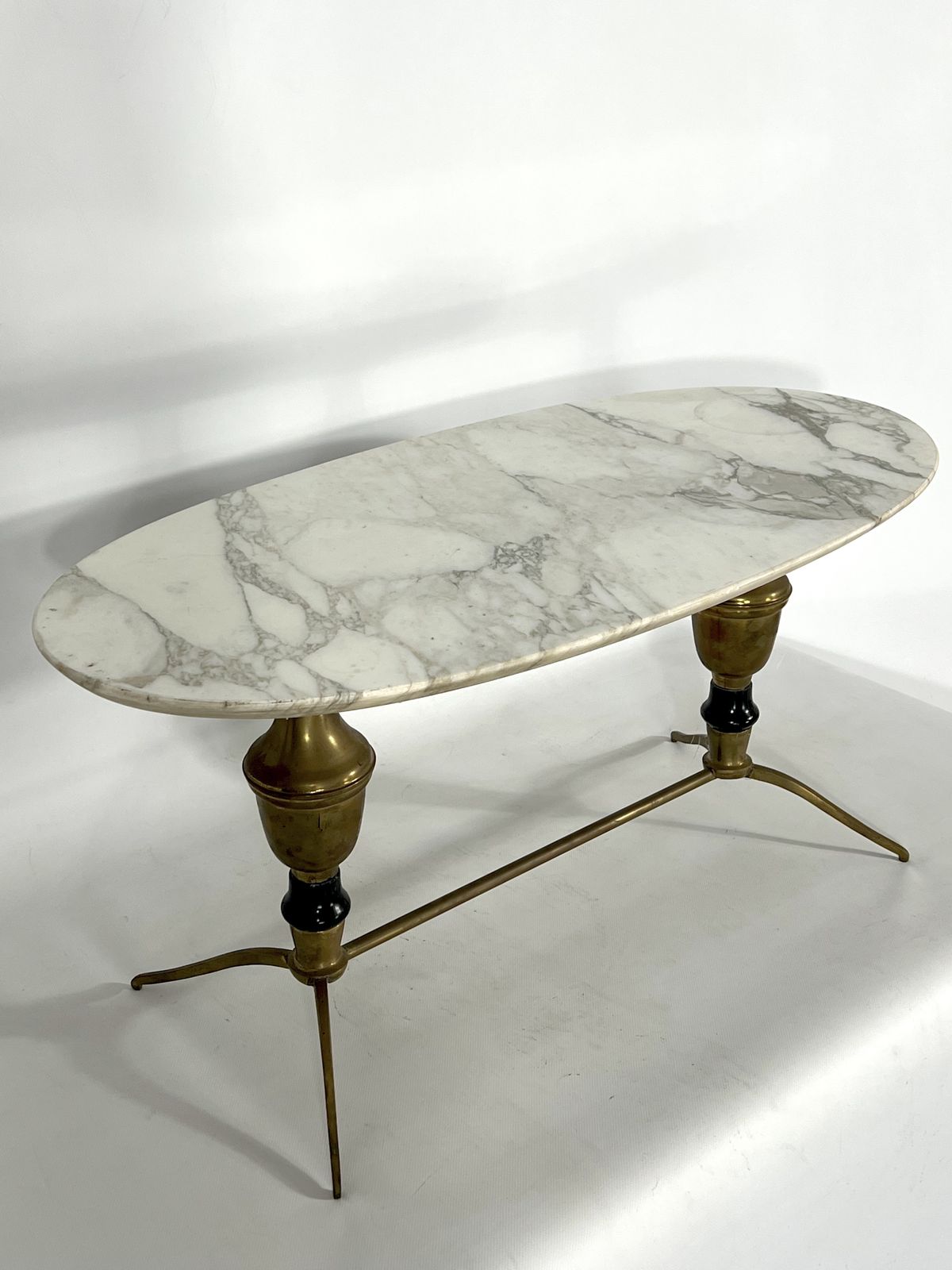 photo for sale Vintage Brass And Marble Coffee Table. Italy 1950s