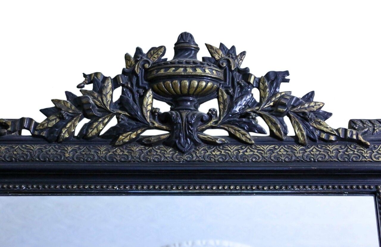 19th Century Large Quality Ebonised And Gilt Wall Mirror Overmantle photo furniture