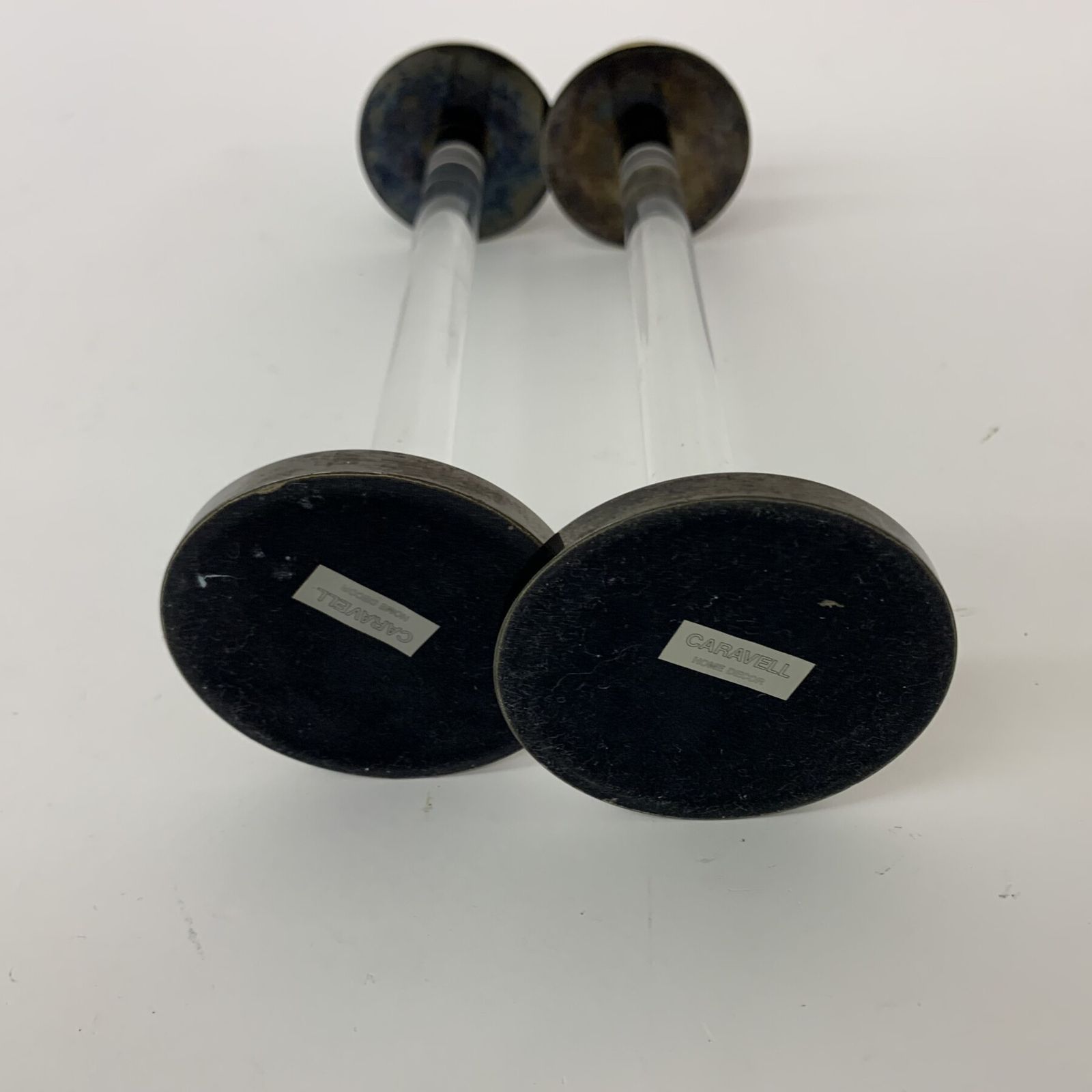 Set Of 2 Caravell Lucite Candle Sticks , 1970’s photo vintage