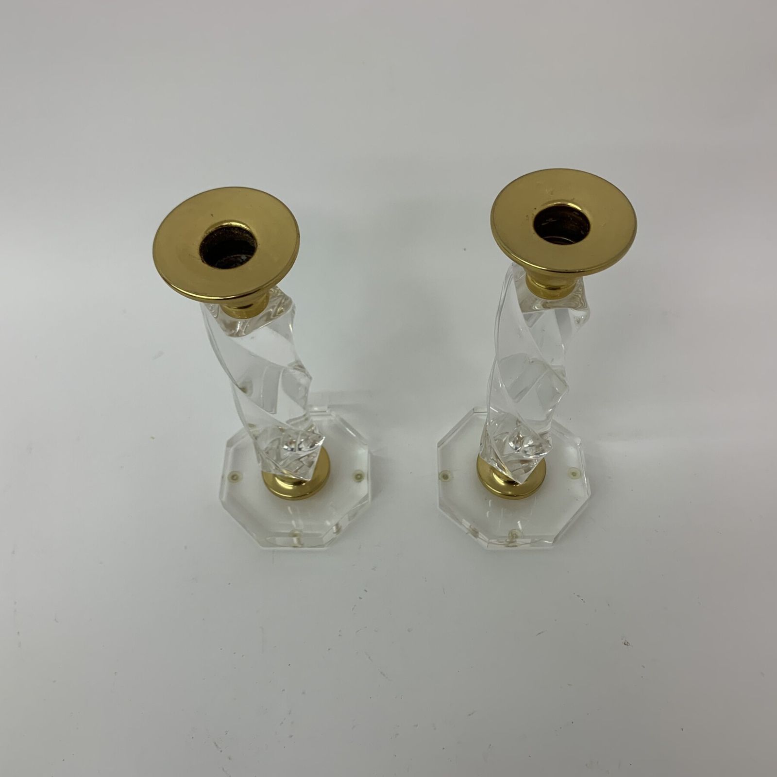 Set Of 2 Lucite Twisted Candle Sticks . 1970’s photo Home Decor
