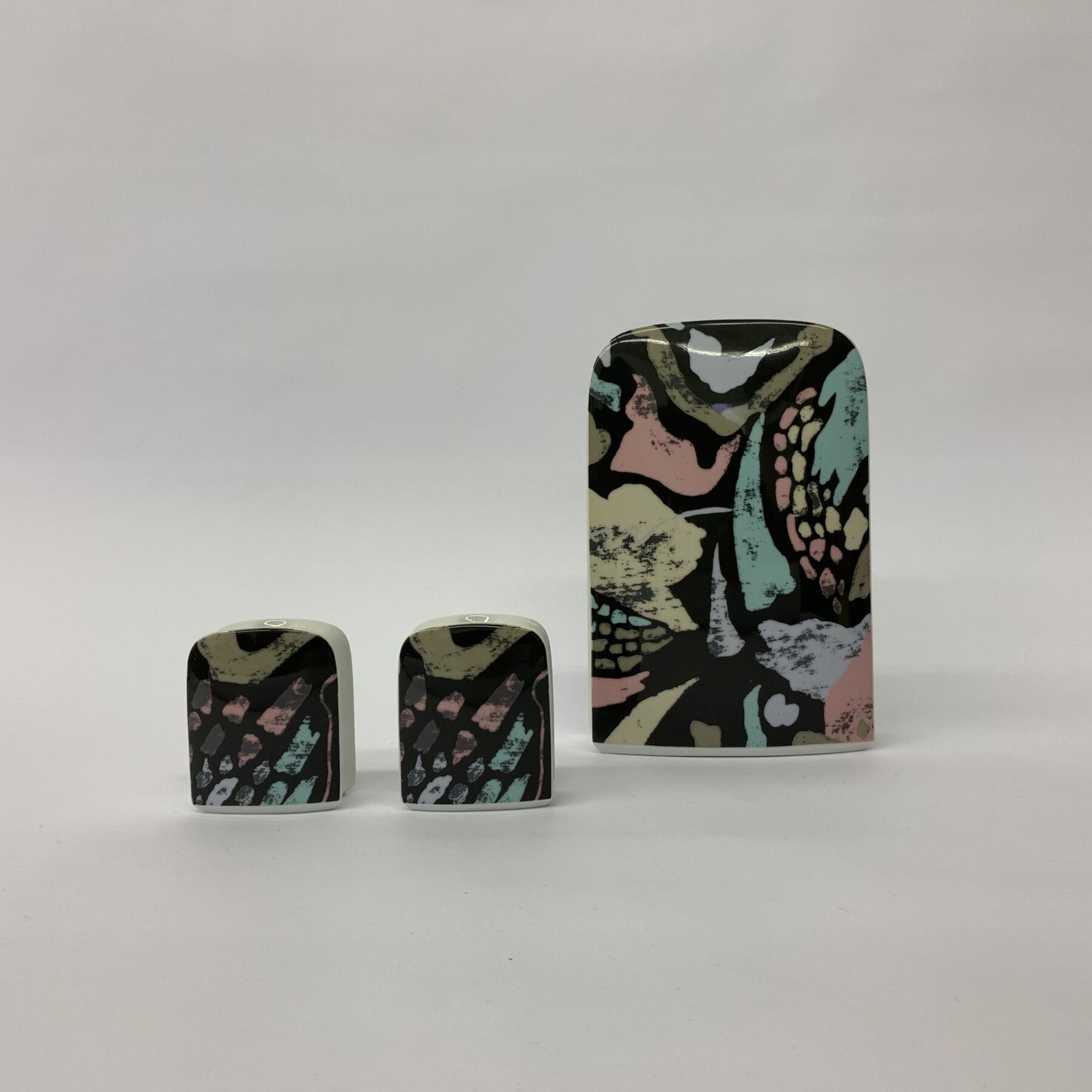Thomas Porcelain Vase By Rosenthal And Set Of 2 Candle Holders , 1980’s Memphis Style