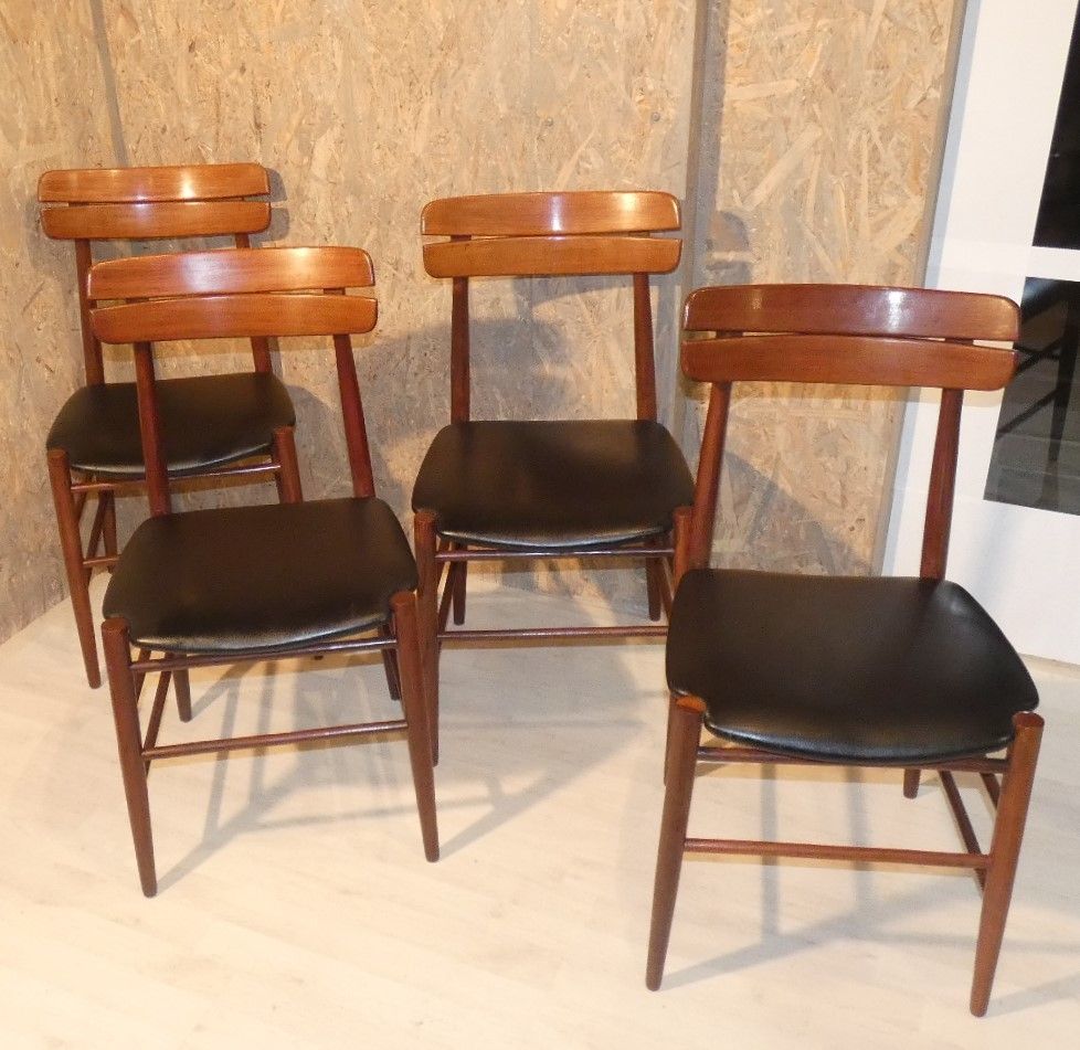 Mid Century Italy Rosewood Table With 4 Chairs Set photo 2200.0