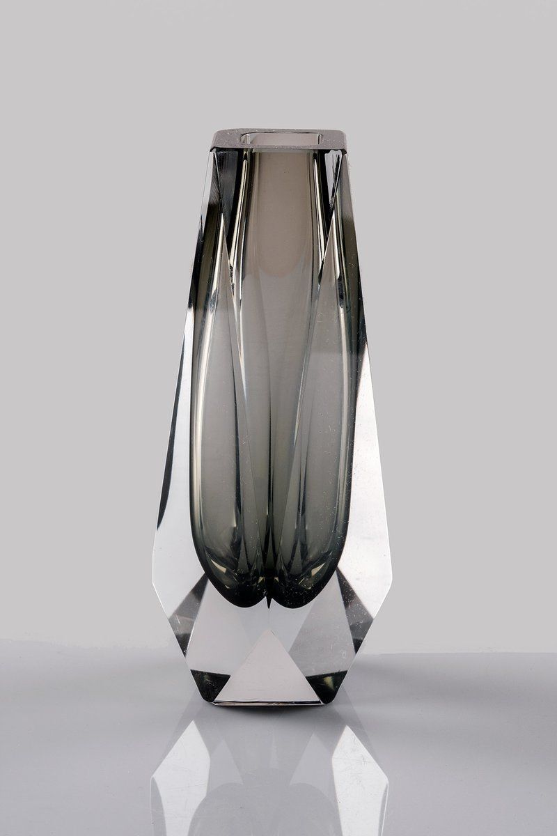 Large Faceted Sommerso Murano Glass Vase By Flavio Poli For Seguso, 1960s