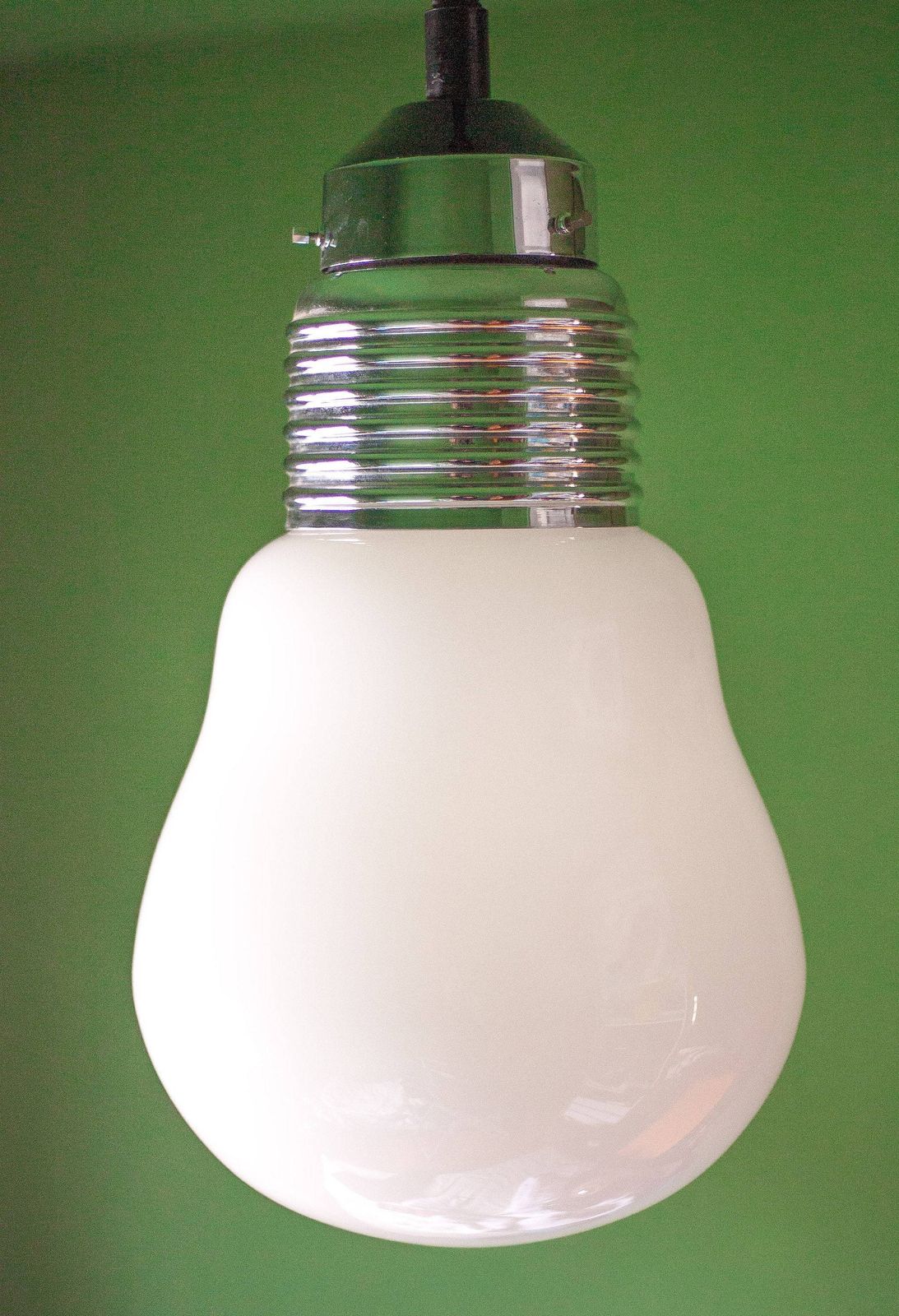 Vintage Suspension, Old Light Fixture, Opaline Bulb Shape, Giant Bulb, Pulley System, Loft Deco, Industrial, Lamp Bulb,Ceiling Lighting photo Lighting