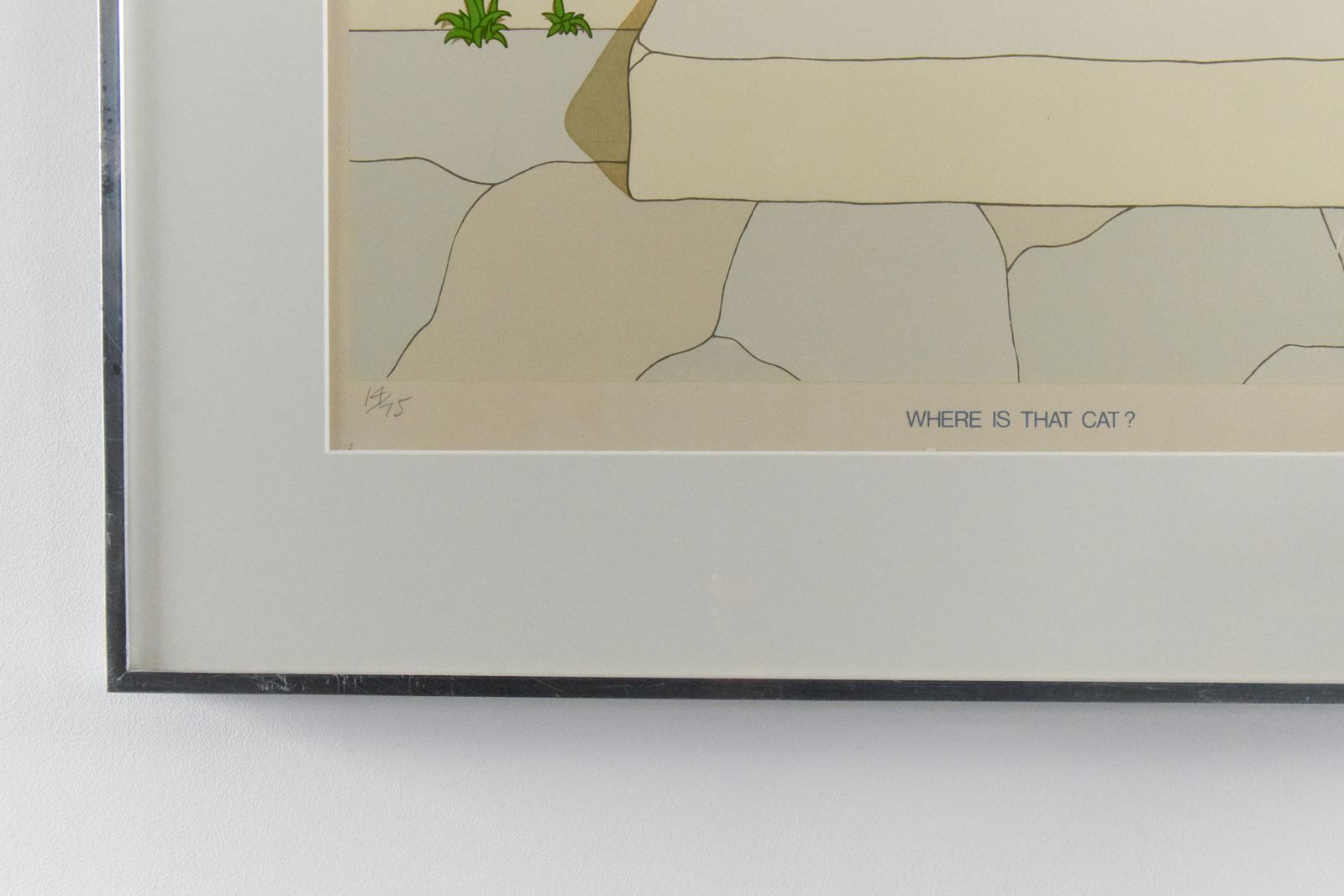 Vintage Original Screen Print By Jeffery Edwards Dated 1970 Titled 'Where Is That Cat' photo vinterior