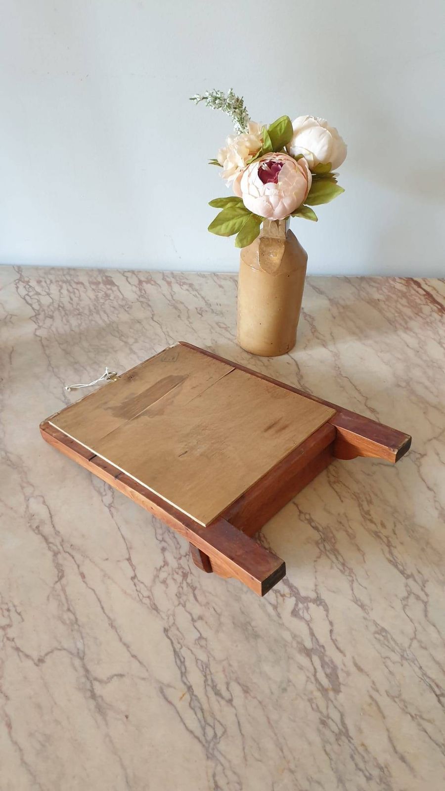 An Antique French Fruitwood Wall Mirror With Shelf C1900 photo Home Decor