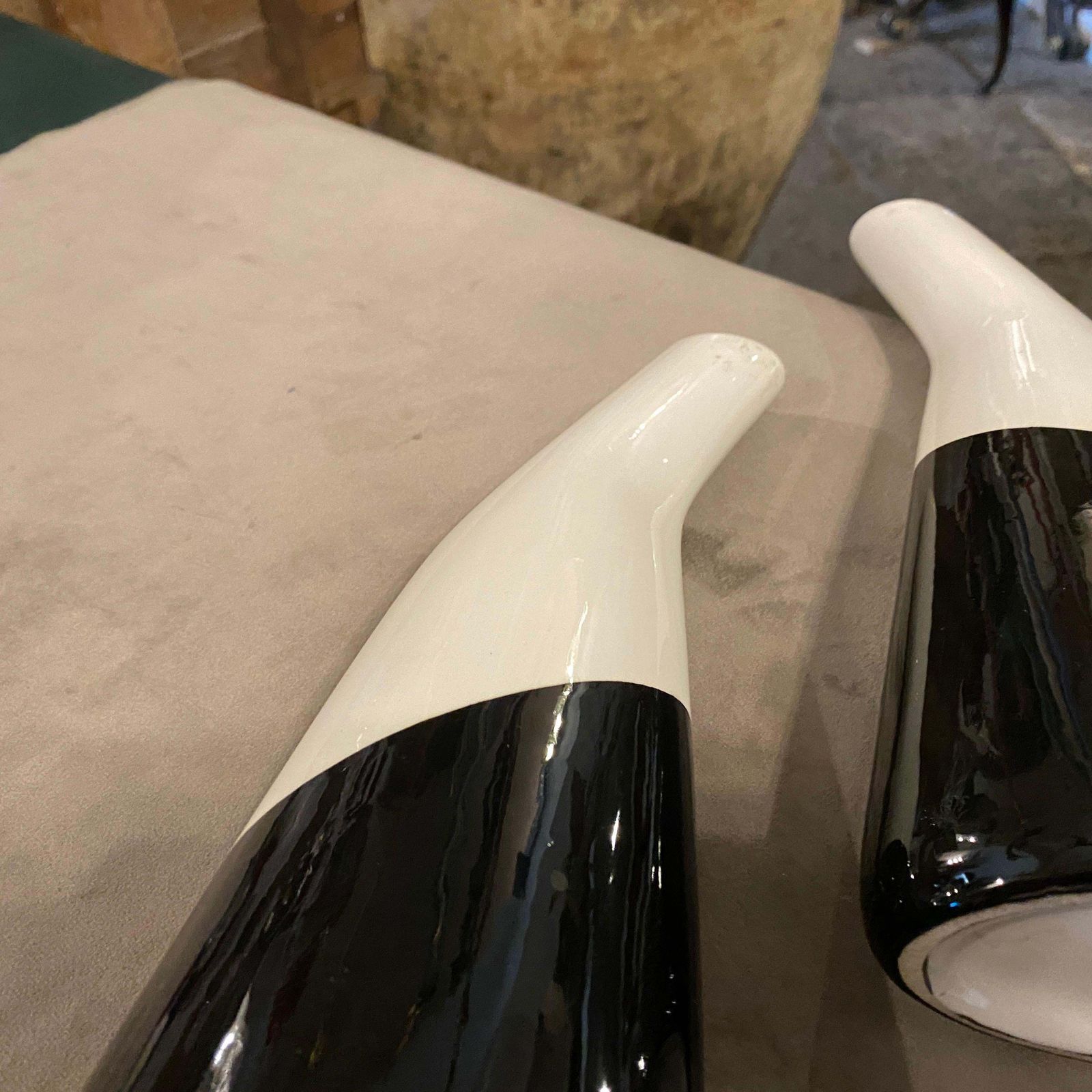 1960s Set Of Two Black And White Italian Ceramic Vases By La Donatella photo buy