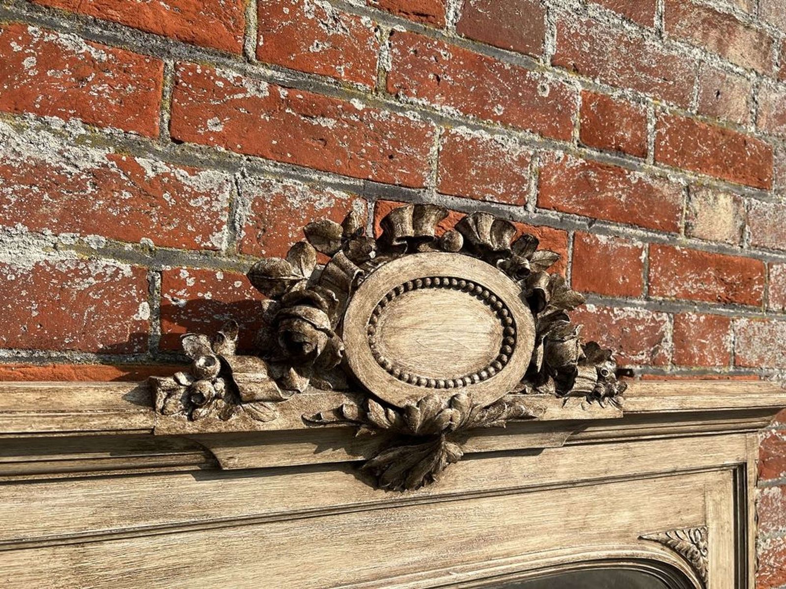 A Superb Large Antique French 19th Century Carved Wood Painted Mirror. photo 895.0