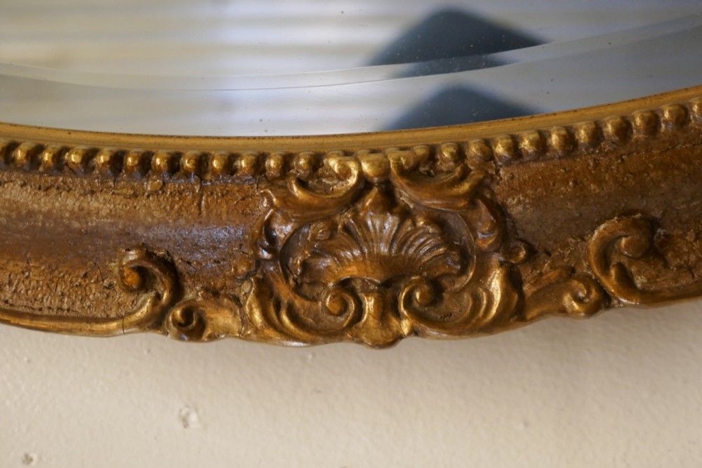An Art Deco Oval Gilt Wall Mirror photo Home Decor