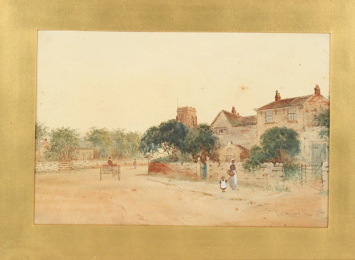 Watercolour Village Scene By Frederick W Waugh Circa 1896 photo furniture