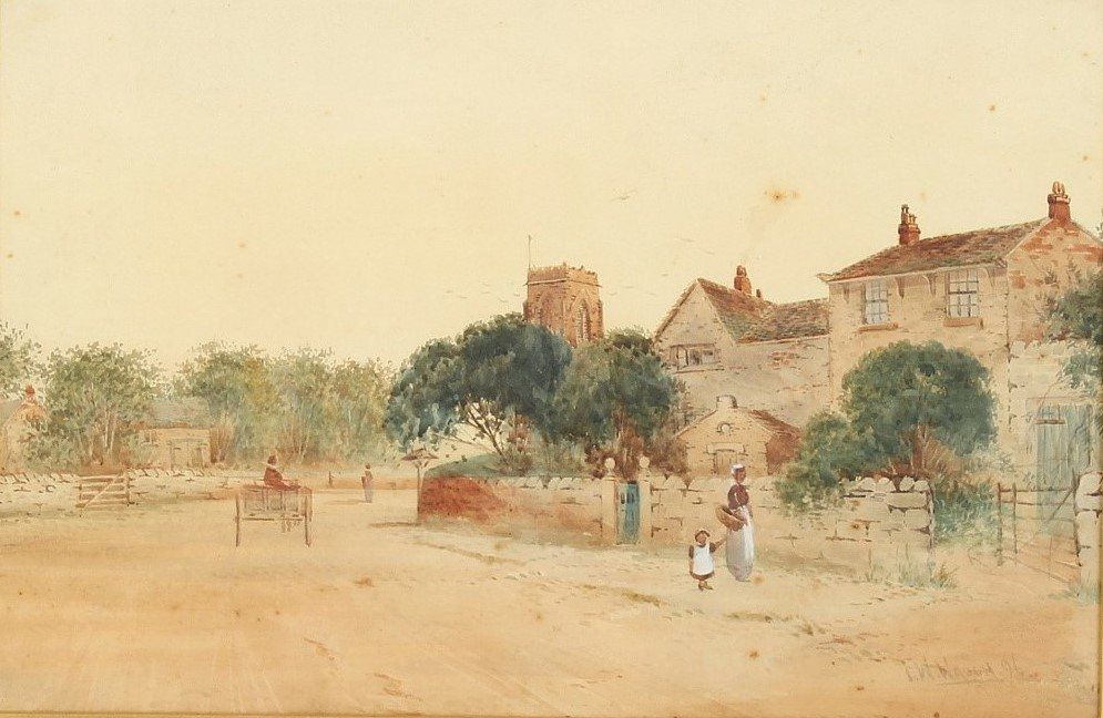 Watercolour Village Scene By Frederick W Waugh Circa 1896 photo for sale