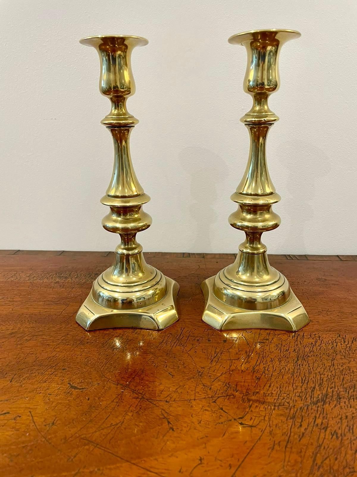 Pair Of Antique Victorian Brass Candlesticks photo furniture