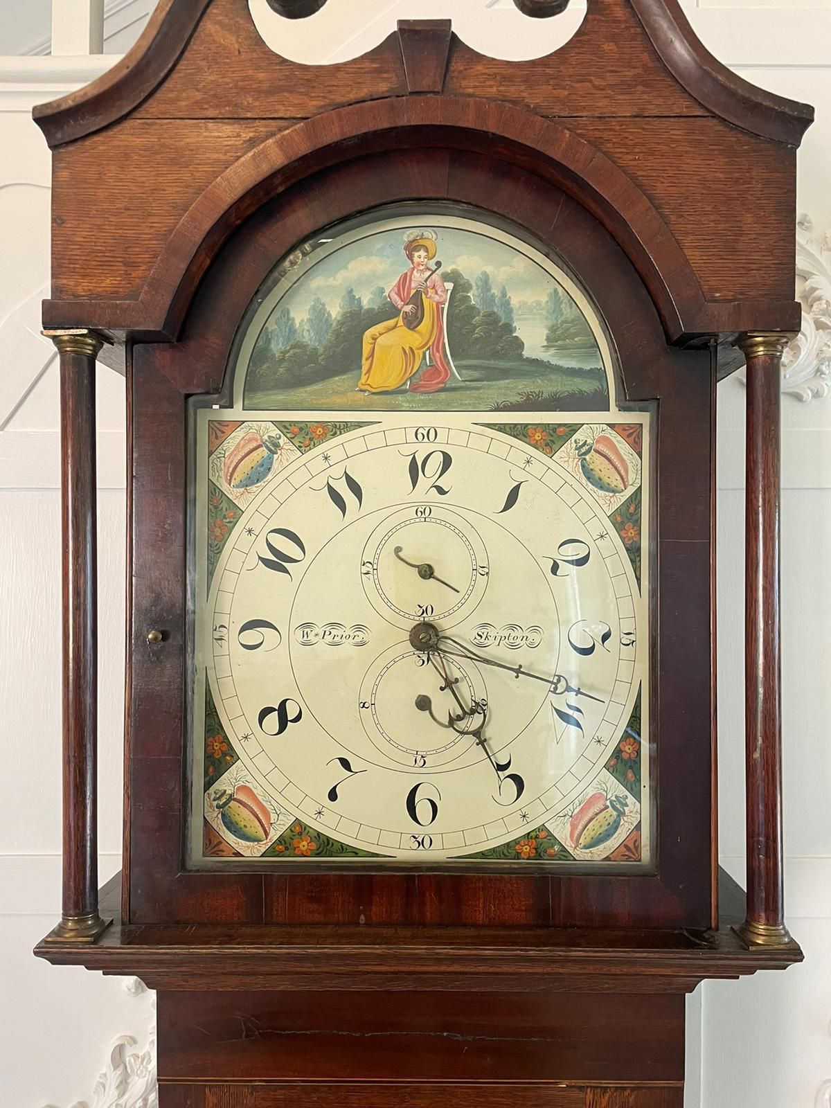 Antique Oak And Mahogany Grandfather Clock By W Prior, Skipton photo buy