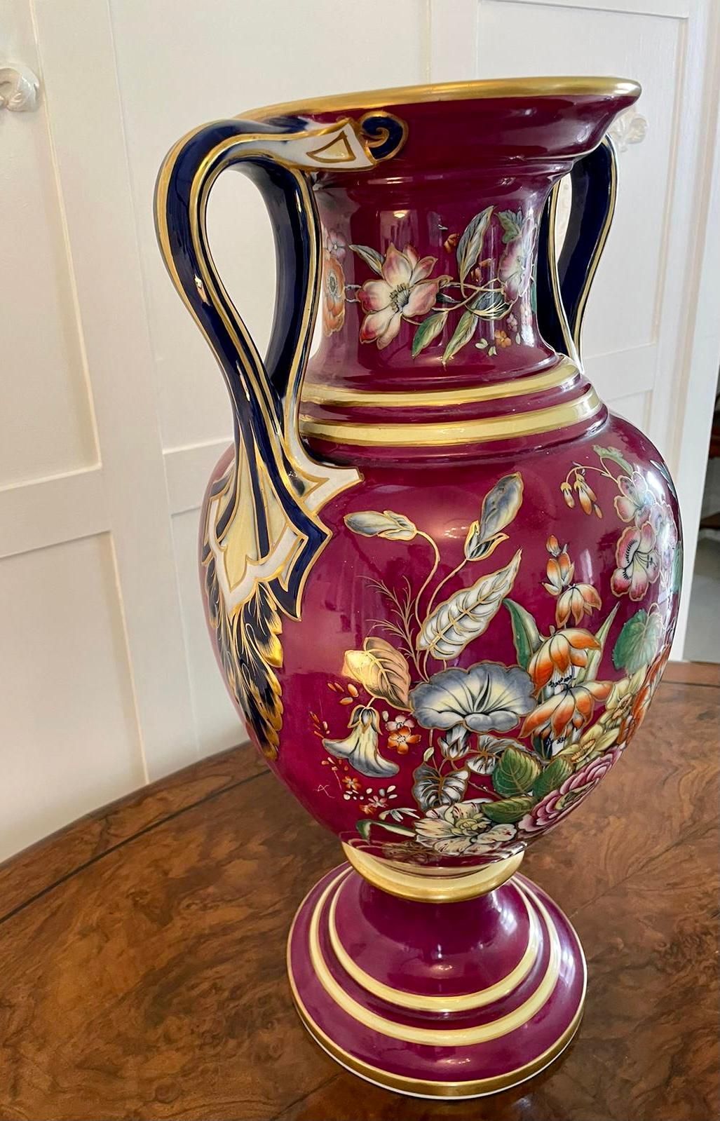 Exceptional Large Staffordshire Porcelaneous Twin Handled Vase photo buy