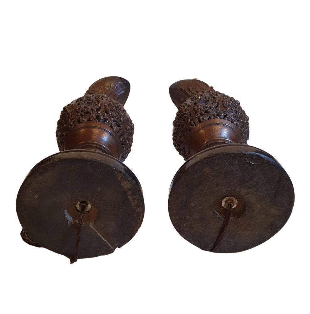 A Rare Pair Of 19th Century Bronze Ewers Converted To Table Lamps photo Lighting