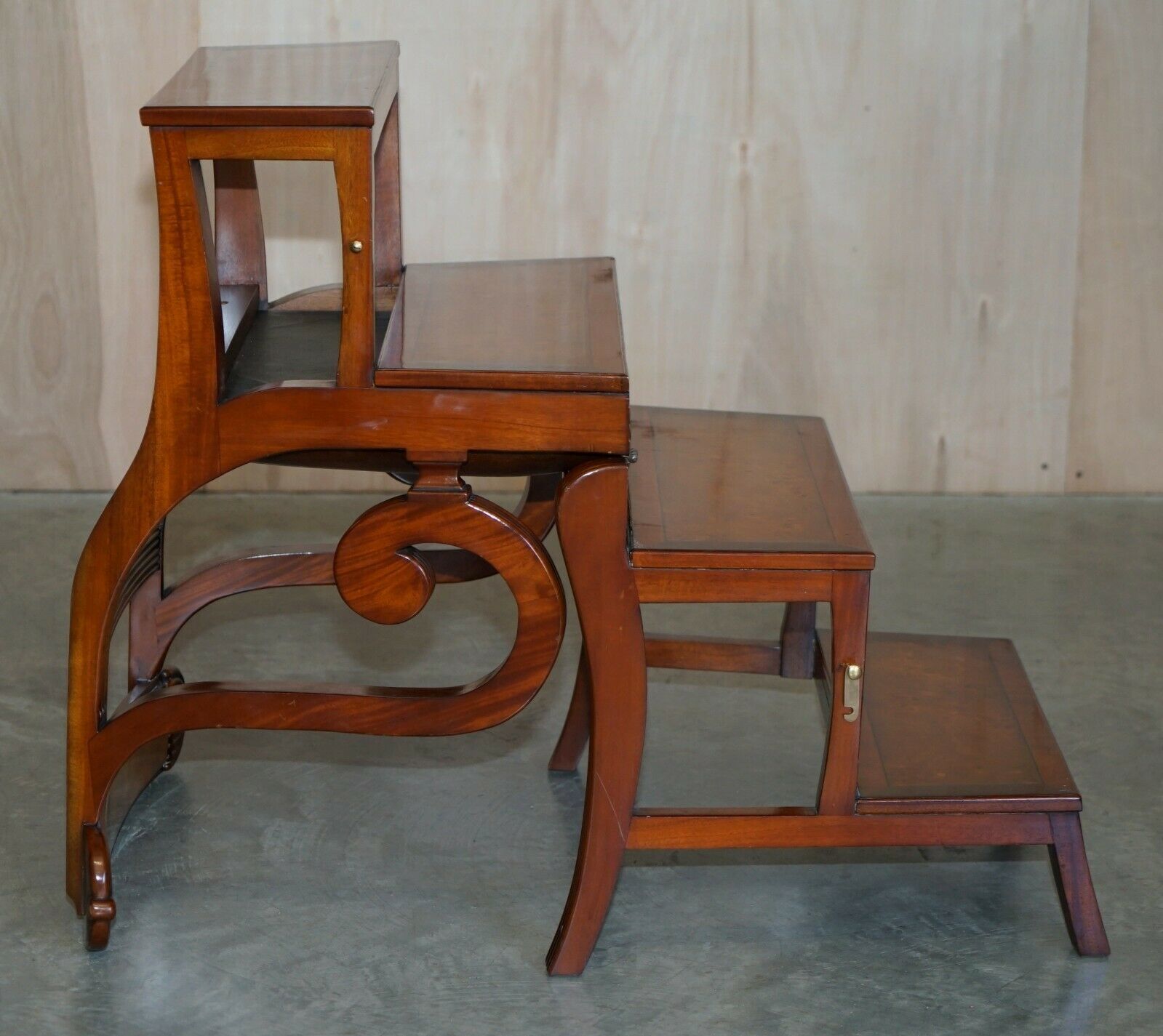 6500.0 Burr Walnut Brown Leather Regency Metamorphic Reading Armchair To Library Steps photo