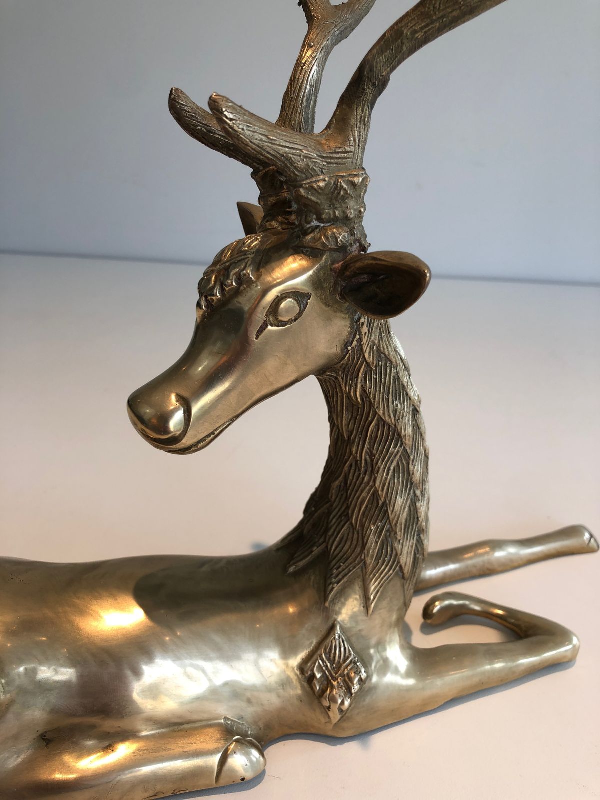 Recumbent Deer In Brass With Inlays photo buy