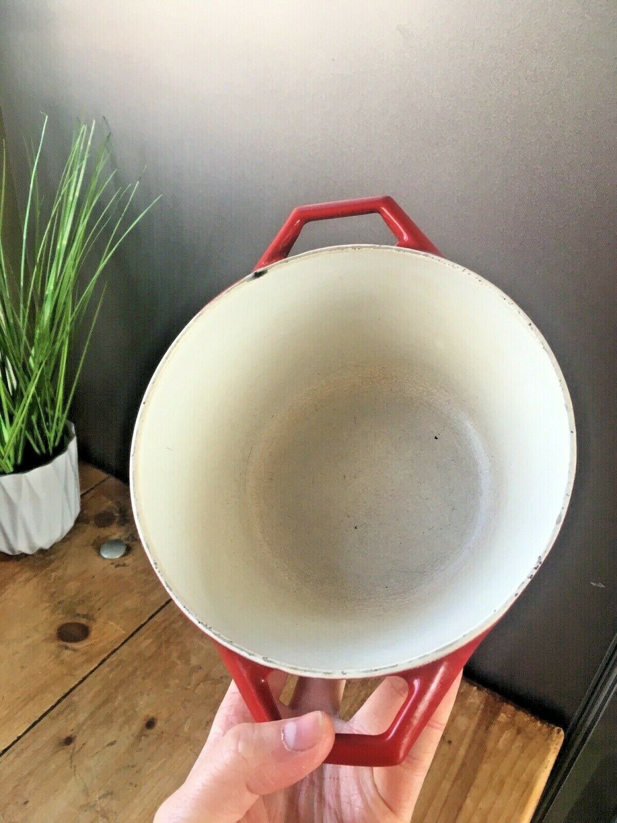 photo for sale Mid Century Danish Nacco D1 Michael Lax Red Cast Iron Casserole Dish Dutch Oven