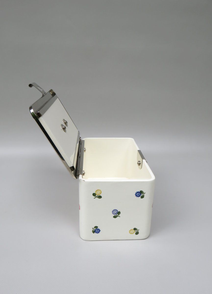 Art Nouveau German Ceramic Baisage Box From Wächtersbach And Wmf With Spreading Flowers photo vintage