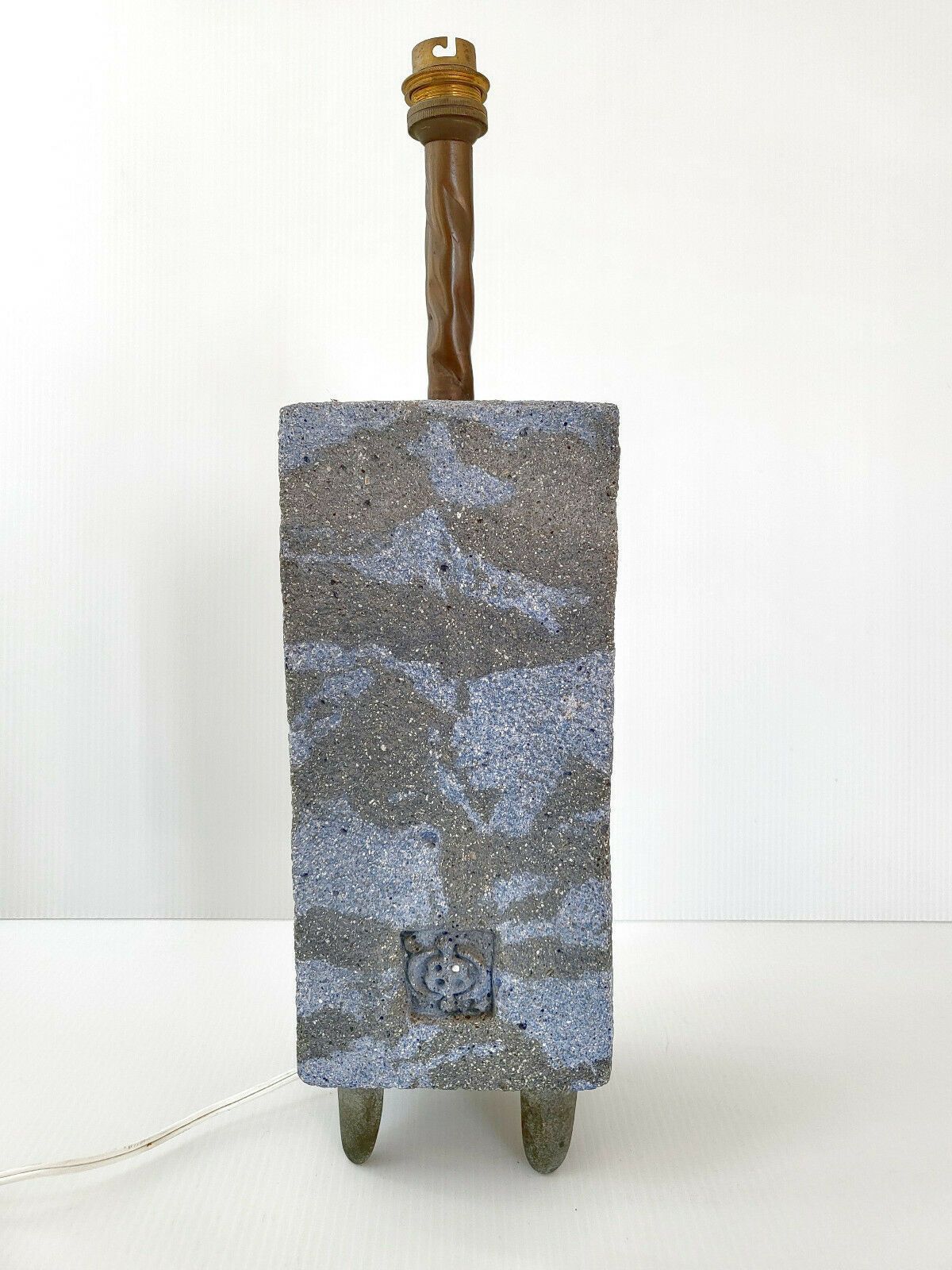 Vintage Table Lamp 1970 In Cement & Pebbles 70s 1970s 70s photo for sale