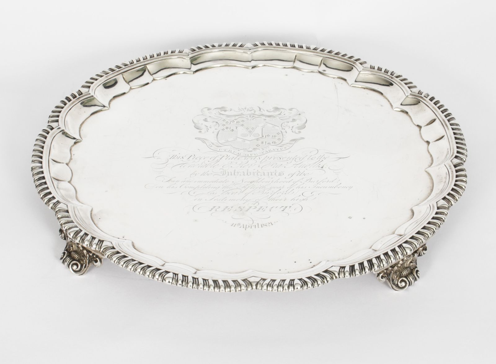 Antique Paul Storr Large William IV Silver Tray Salver 1820  19th Century