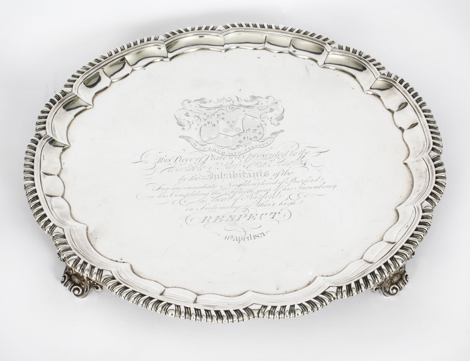 photo buy Antique Paul Storr Large William IV Silver Tray Salver 1820  19th Century
