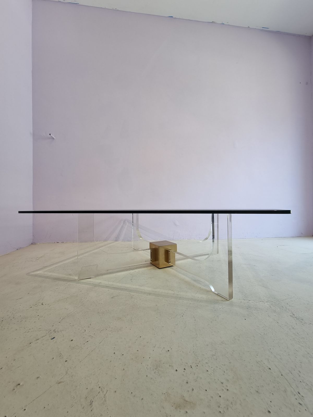 Lucite Salontafel Met Vierkant Glazen Blad