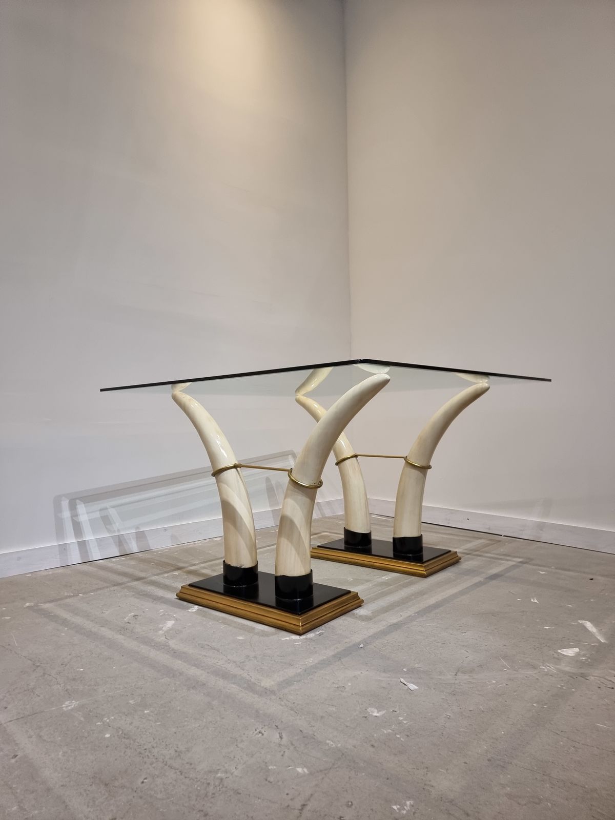 Square Italian Faux Tusk Dining Table, 1970s photo furniture