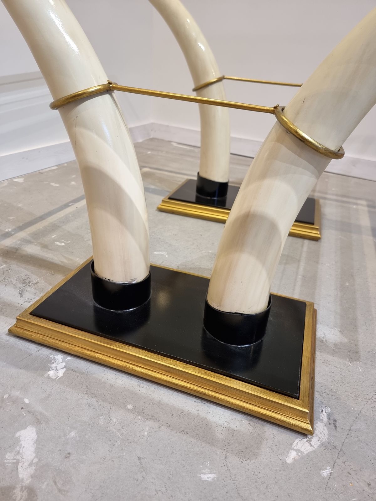 Square Italian Faux Tusk Dining Table, 1970s photo vintage