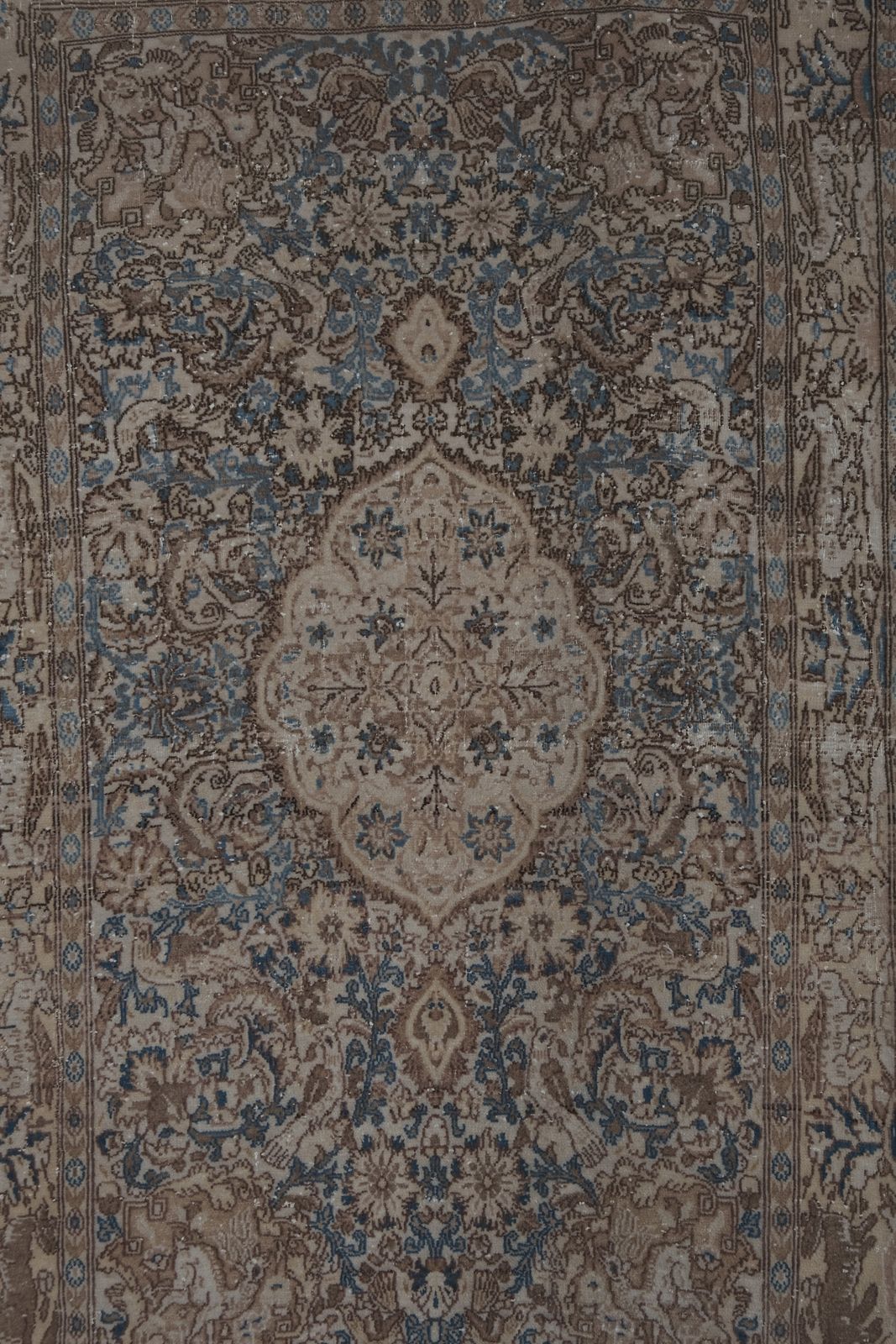 Vintage Botanical Animal Handmade Wool Rug 3'4'' X 5'11'' photo for sale