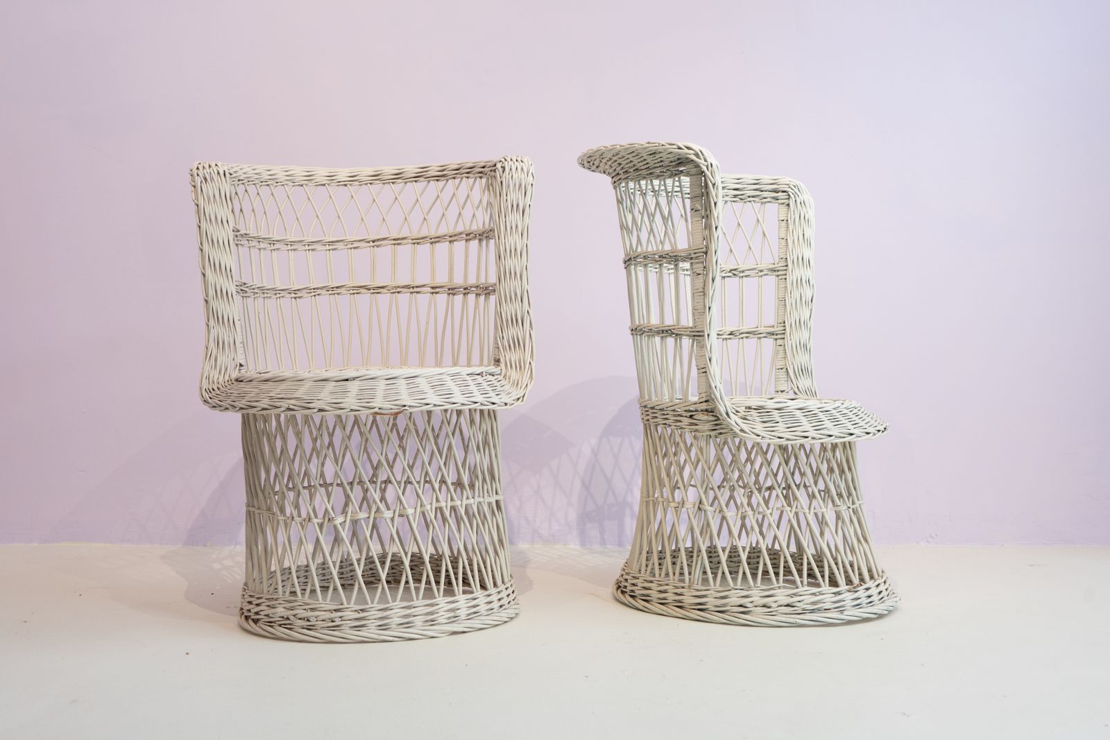 Pair Of Vintage Rattan Love Seats