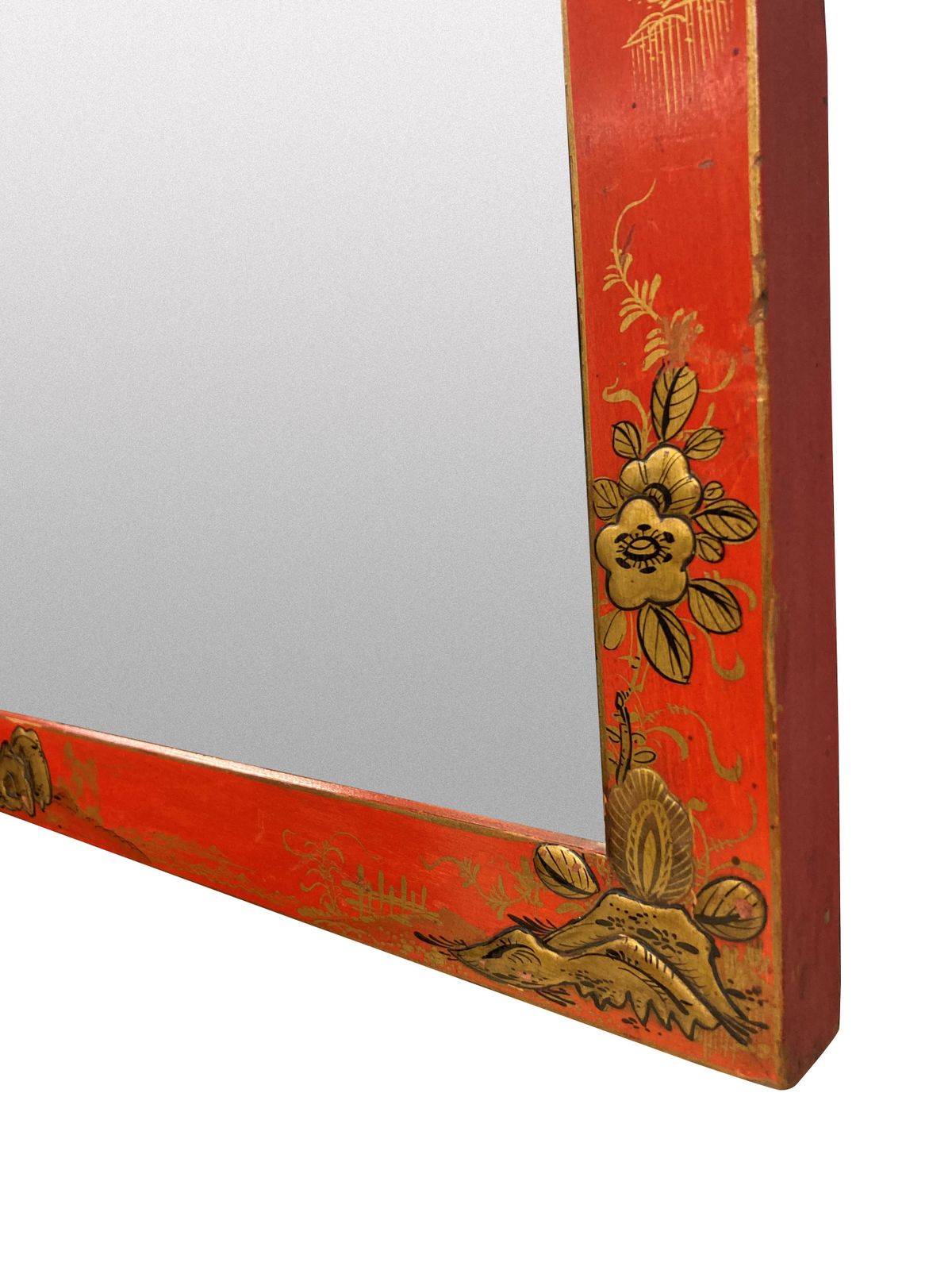 A Pair Of English Scarlet Japanned Mirrors photo for sale