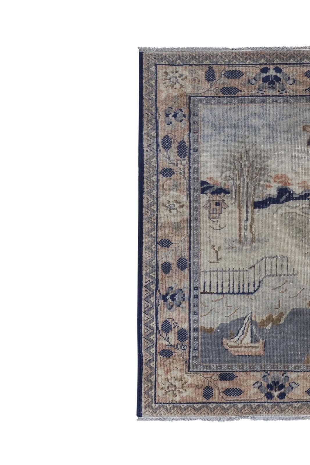 Vintage Village Pictorial Turkish Rug 3'8'' X 4'10'' photo vintage