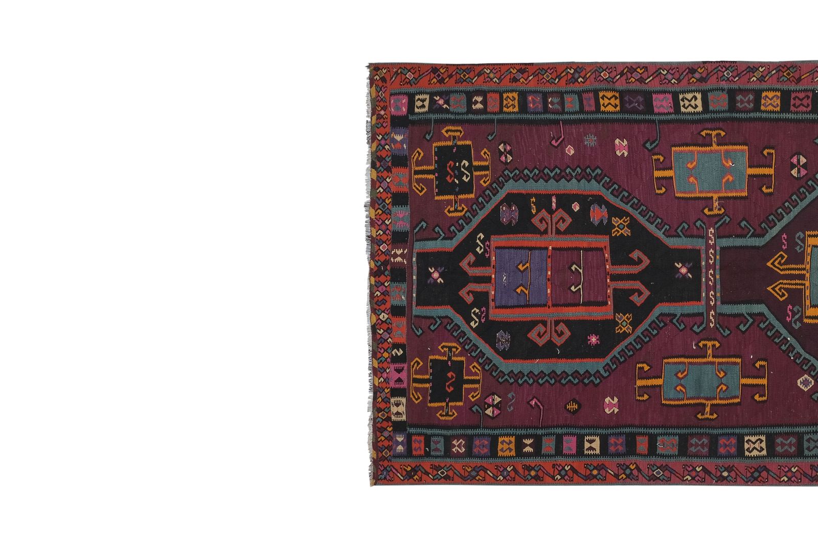 Grand tapis Kilim turc Kars tissé à la main, 6'3" x 16'5" photo Textiles