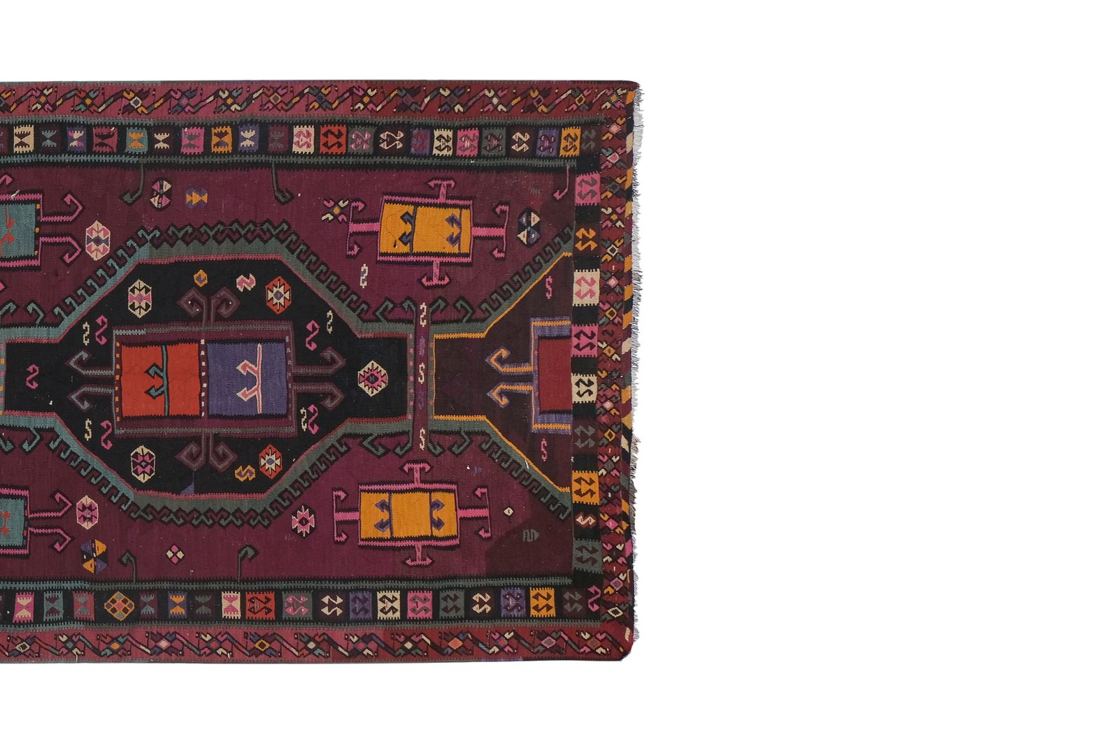 Grand tapis Kilim turc Kars tissé à la main, 6'3" x 16'5" photo vinterior