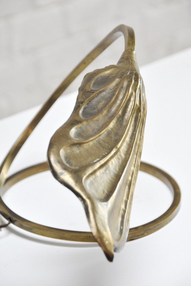 Italian Leaf Shaped Table Lamp In Brass By Tommaso Barbi For Carlo Giorgi, 1970s photo 1696.0