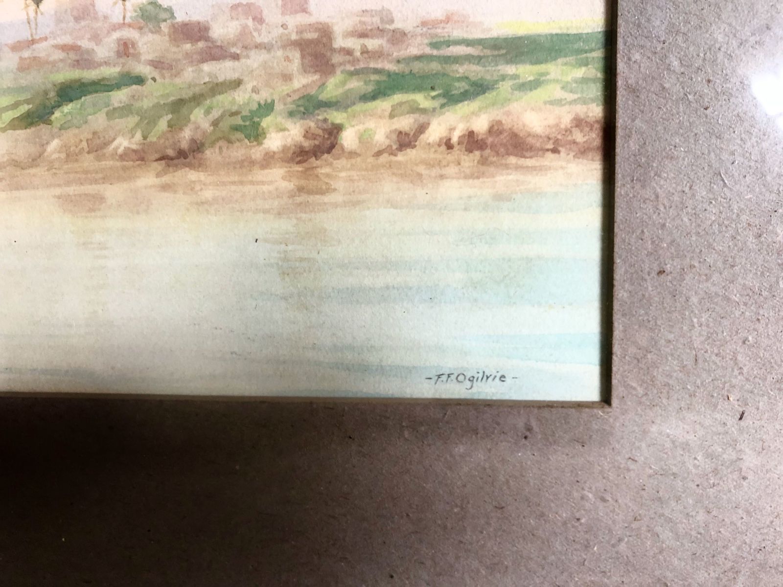 Antique Original Watercolour Painting Egyptian Landscape Signed Ff Ogilvie C1900 photo vinterior