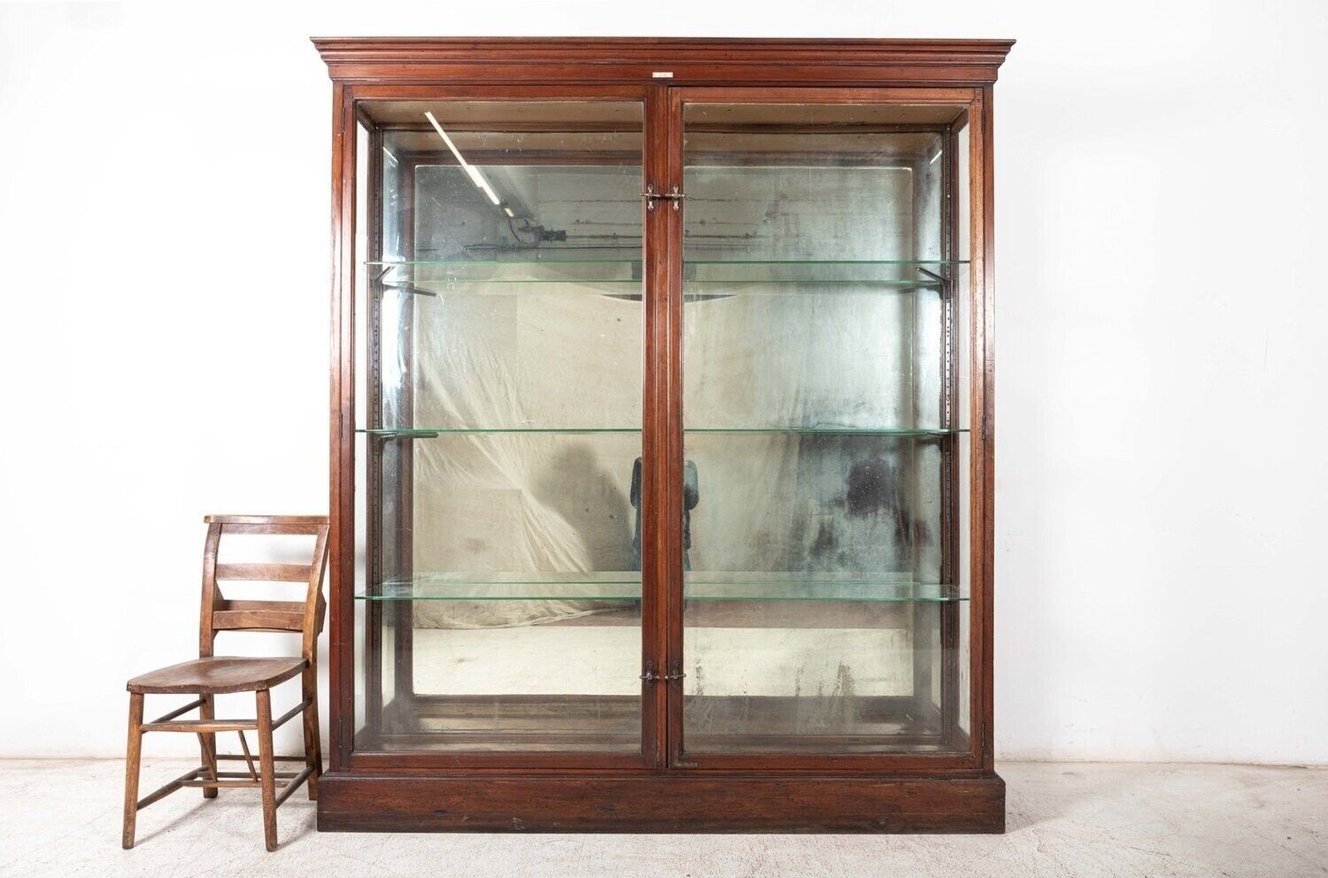 19thc English Glazed Shop Fitters Mahogany Display Cabinet photo vintage