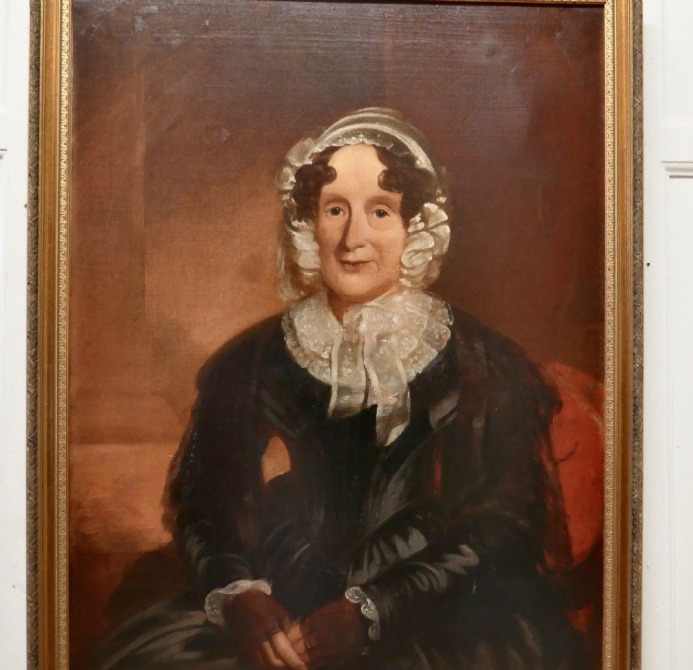19th Century Oil On Canvas Portrait Of A Gentlewoman photo Art