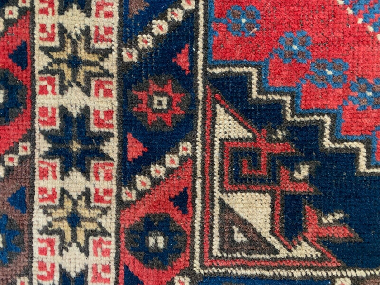 Very Long Turkish Runner Tribal Rug, Red, Beige, Blue, Vintage photo vintage