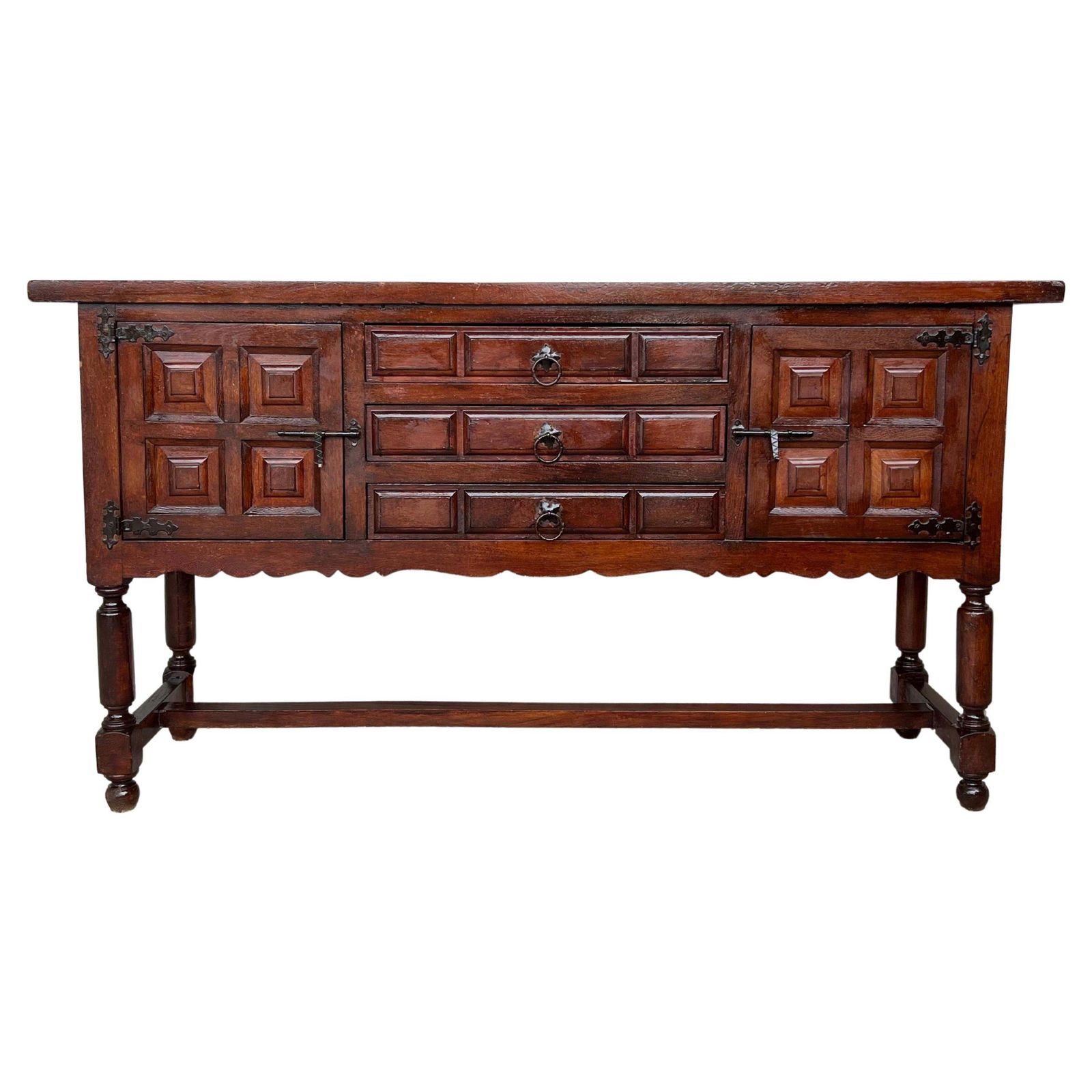 Spanish Buffet With Two Doors And Three Drawers With Original Hardware