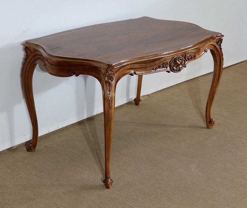 Living Room Table In Solid Walnut In The Style Of Louis XV, Early 20th Century photo for sale