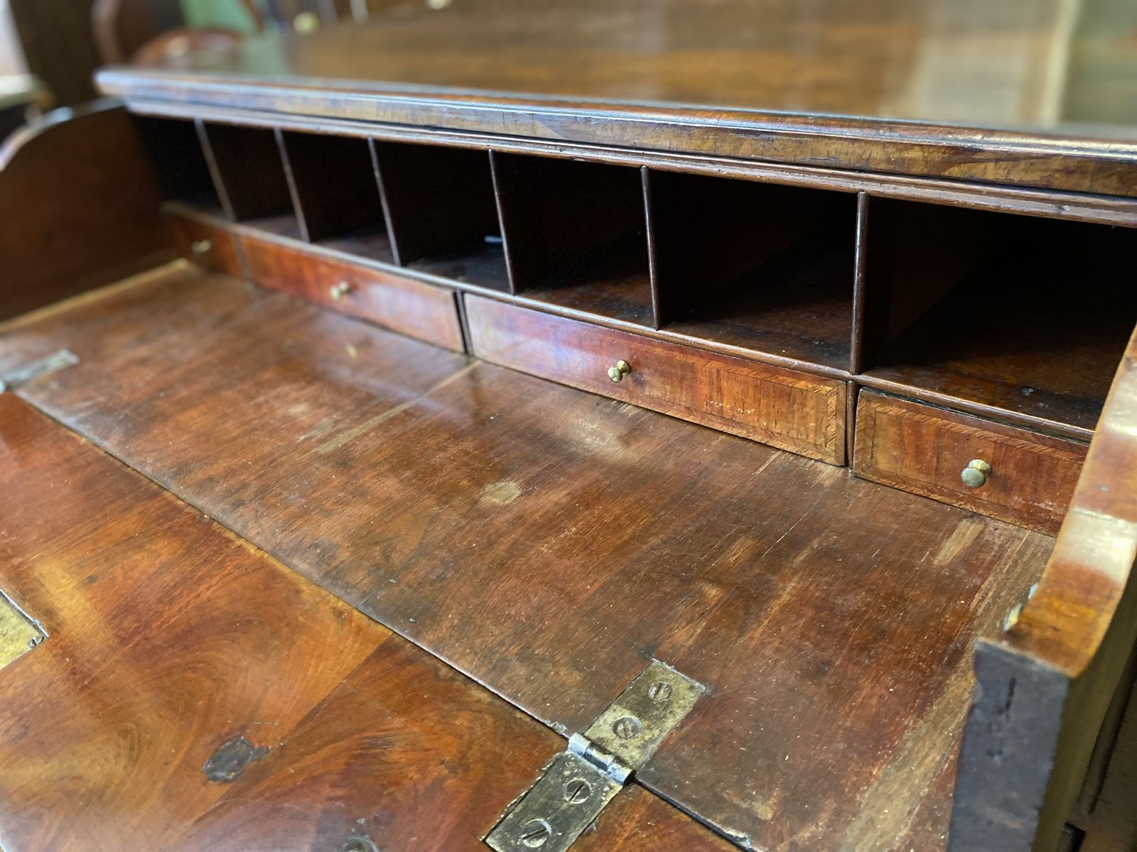 Mid 18th C. Walnut Kneehole Secretaire Desk With Bracket Feet photo furniture