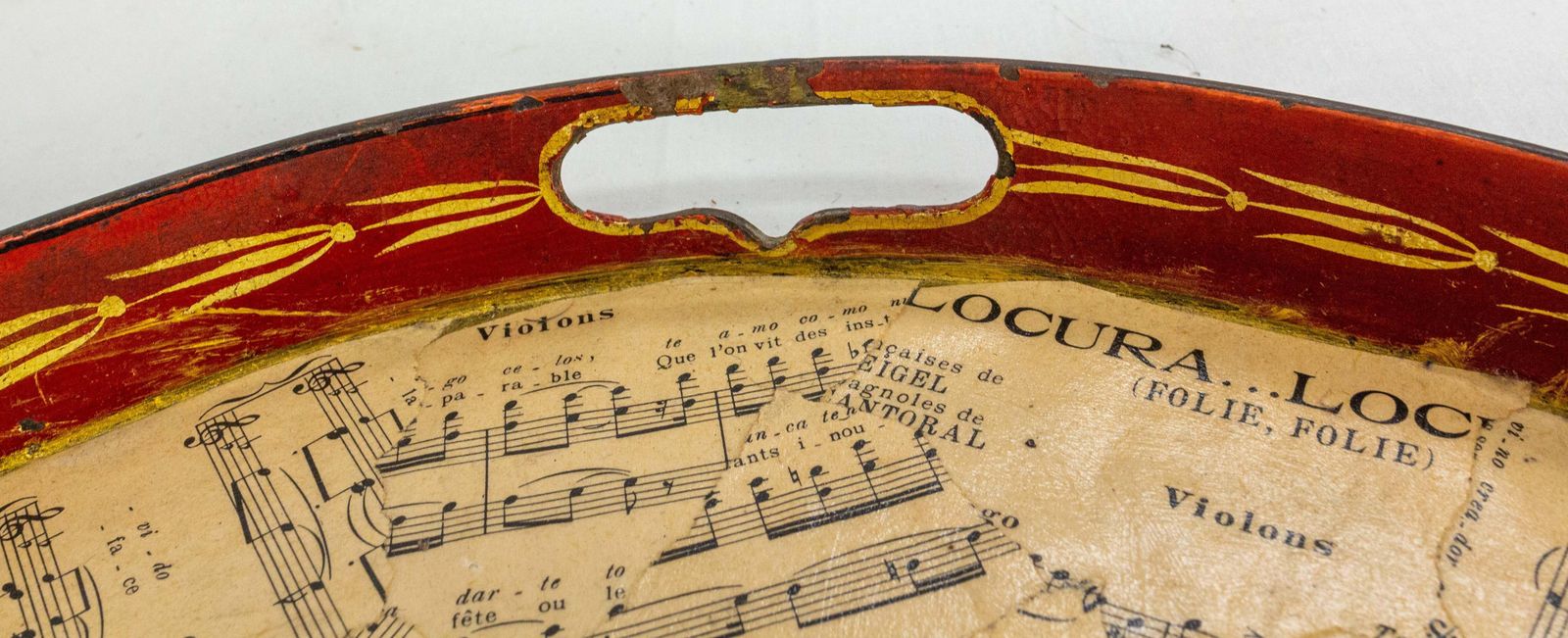 Napoleon III Oval Brass Tray Customized With Music Paper, French Circa 1880 photo 258.4