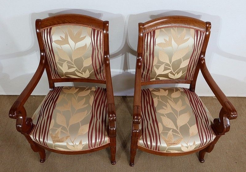 Pair Of Armchairs In Solid Mahogany, Restoration Period   Early 19th Century photo buy