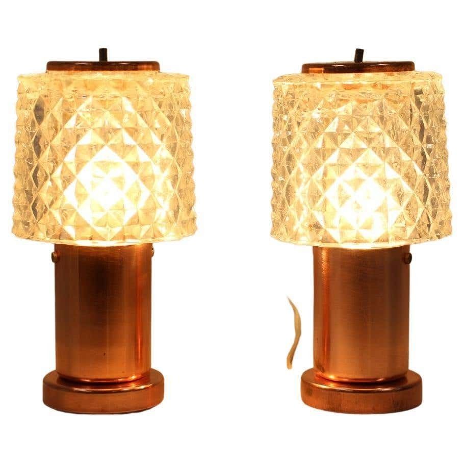 1970s Pair Of Copper Table Lamps By Kamenický šenov, Czechoslovakia