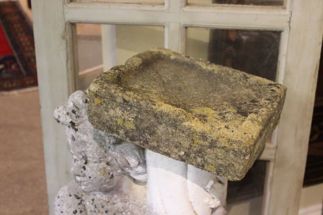 Reconstituted Stone Figureof A Boy Holding Up A Laterham Stone Bird Bath photo Home Decor